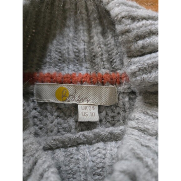 Boden Sweater Womens 14 Gray Wool Blend Chunky Knit Mock Neck - Picture 3 of 7